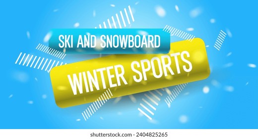 A promotional poster for the sale of ski equipment. A poster for ski goods. Vector graphics. Elements for the design.