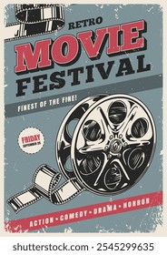 A promotional poster showcasing a retro movie festival featuring various genres including action comedy drama and horror. The event is scheduled for Friday September 25.