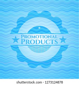 Promotional Products sky blue water emblem.