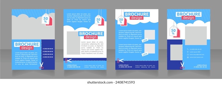 Promotional program blank brochure design. Special offer. Template set with copy space for text. Premade corporate reports collection. Editable 4 paper pages