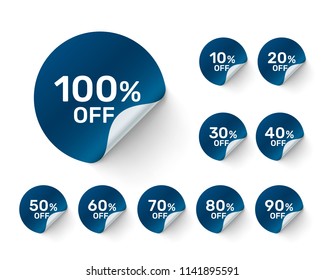 Promotional round stickers on white background, set pack. Vector illustration