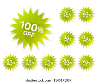 Promotional round stickers on white background, set pack. Vector illustration