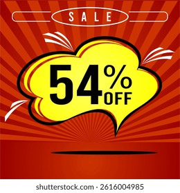 Promotional sale balloon 54% discount in red and yellow colors