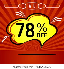 Promotional sale balloon 78% discount in red and yellow colors