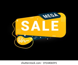 Promotional sale banner template design. Mega sale, 50 percent off. Vector EPS 10.