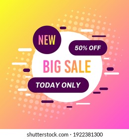 Promotional sale banner template design. Big sale, 50 percent off, today only