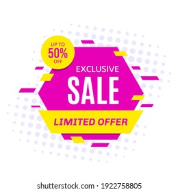 Promotional sale banner template design. Exclusive sale, limited sale, 50 percent off