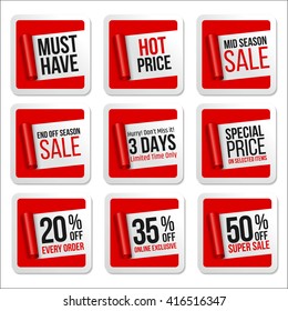 Promotional Sale Stickers Collection. Scroll Paper.
