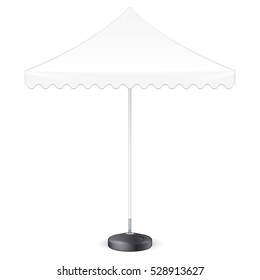 Promotional Square Advertising Outdoor Garden Umbrella Parasol. Mock Up, Template. Illustration Isolated On White Background. Ready For Your Design. Product Advertising. Vector EPS10