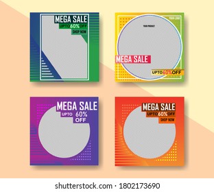 Promotional Square Banner Set Vector Template for Social Media