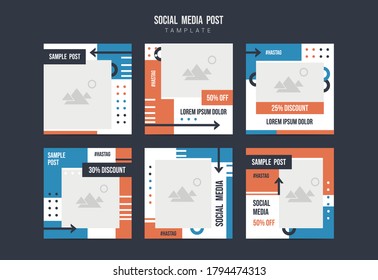 Promotional square web banner for social media. Template 