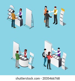 Promotional stands isometric icon vector