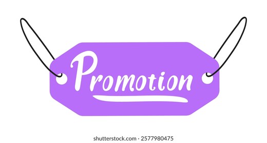 Promotional tag with vibrant purple color and stylish font for marketing campaigns