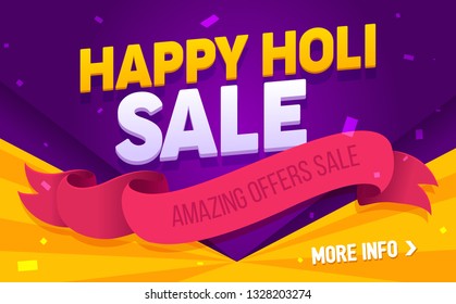 Promotional vector banner background for Happy Holi Festival. Colorful holiday sale banner. Vector art 