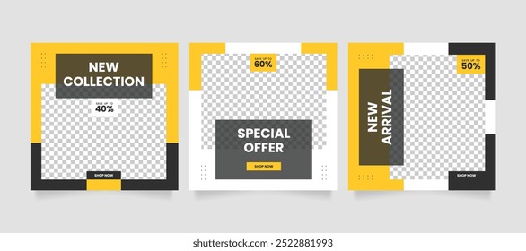 Promotional web banner for social media post. Editable minimal square banner template. Social media post and web internet ads. Black friday sale banner or offer template with photo college.