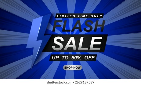 Promotional website banner design with flash sale on background vector for banner or poster. Sale and Discount concept.