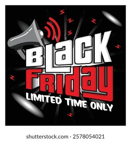 Promotions for Black Friday sales feature bold text and symbols representing discounts, percentages, and special offers, emphasizing the sense of urgency for limited time offers and shopper excitement