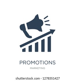 promotions icon vector on white background, promotions trendy filled icons from Marketing collection, promotions vector illustration