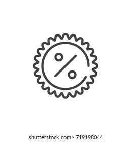 Promotions with percent tag line icon, outline vector sign, linear style pictogram isolated on white. Symbol, logo illustration. Editable stroke