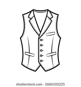 Prompt: "A detailed vector-style line art illustration of a classic vest