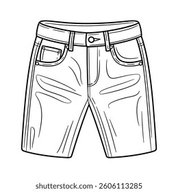 Prompt: "A detailed vector-style line art illustration of a classic jeans pant. The design should feature clean,