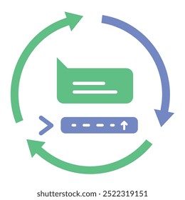 Ícone De Adaptação De Prompt. Representando a flexibilidade de entrada. Ajuste de Prompt do AI. Adaptabilidade do sistema. Gerenciamento dinâmico de entradas. Ícone Vetor Editable.