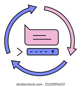 Anpassungssymbol auffordern Repräsentative Eingabeflexibilität. AI-Eingabeaufforderung anpassen. Systemanpassungsfähigkeit. Dynamische Eingabeverwaltung. Symbol "Bearbeitbarer Vektor".