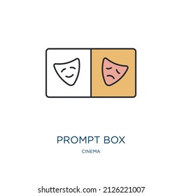 prompt box icon from cinema collection. Thin outline prompt box, box, prompt detailed offset lineal color icon isolated on white background. Line vector prompt box sign, symbol for web and mobile