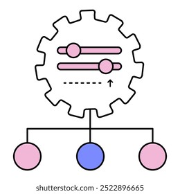 Ícone De Categorização De Prompt. Representando a categorização de IA. Classificação de Entrada. Classificação de Prompt. Agrupamento de Dados. Ícone Vetor Editable.