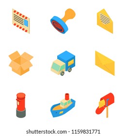 Prompt delivery icons set. Isometric set of 9 prompt delivery vector icons for web isolated on white background