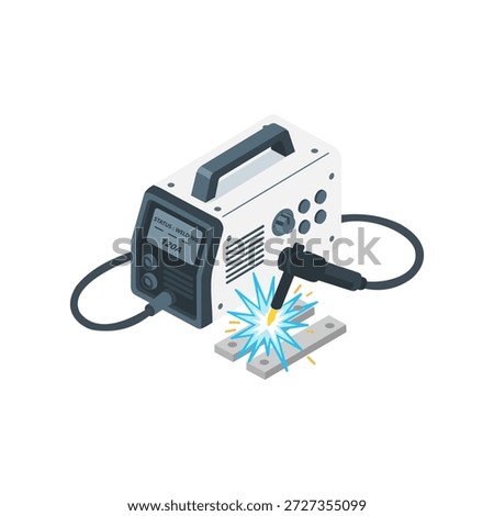 Prompt electrical welding equipment on white background