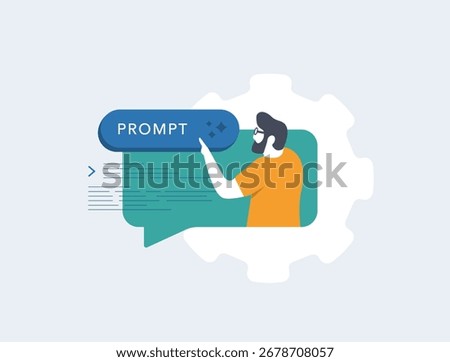Prompt engineer designs effective prompts to improve AI interaction. Prompt engineer enhance creativity in artificial intelligence development and digital business innovation vector illustration