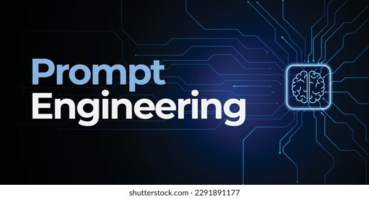 Prompt Engineering Banner. Futuristic concept for new career path. Vector design
