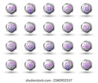 Prompt Engineering gradient line icon set is designed professionally and modernly to represent prompt engineering artificial intelligence, with button background and isolated on white background.