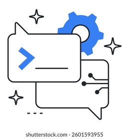 Prompt Engineering Icon - AI Input Design, Chatbot Commands, Generative AI Tuning, Vector Editable Stroke Icon.