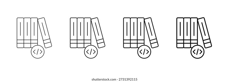 Vector de los iconos de la Biblioteca de la Instrucción fijado en diverso estilo de la línea del movimiento
