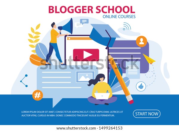 Prompt Poster Blogger School Online Courses Stock Vector