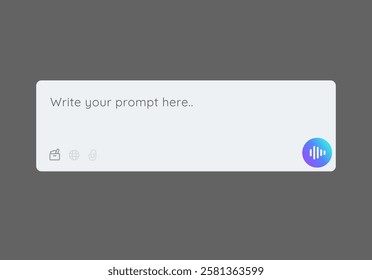 prompt search bar for AI artificial intelligence large language model user interface design voice search button engineering prompts