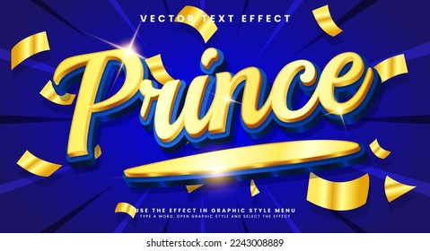 Efecto de texto vectorial editable Pronce 3d con concepto de lujo azul.