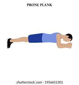 Prone plank exercise strength workout vector illustration on the white background. Vector illustration