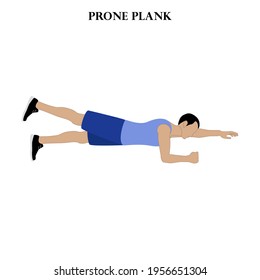 Prone plank exercise strength workout vector illustration on the white background. Vector illustration