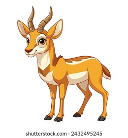 Pronghorn Cartoon Illustration on White Background