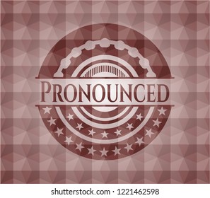 Pronounced red emblem with geometric pattern background. Seamless.