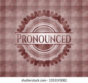 Pronounced red emblem with geometric pattern background. Seamless.