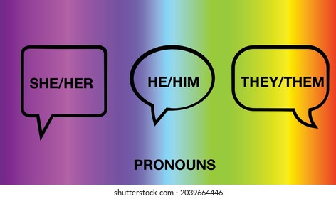 Pronouns in Speech Bubbles Vector Illustrations