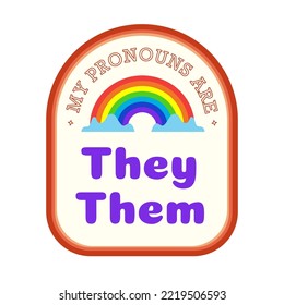 Pronouns Sticker They Them With Rainbow