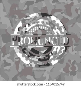 Pronunced on grey camouflaged pattern