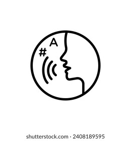 Pronunciation line icon. Speech Training icon in black and white color.