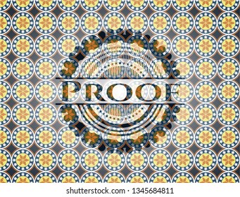 Proof arabic badge. Arabesque decoration.