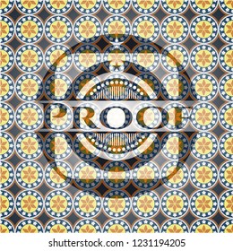 Proof arabic style badge. Arabesque decoration.
